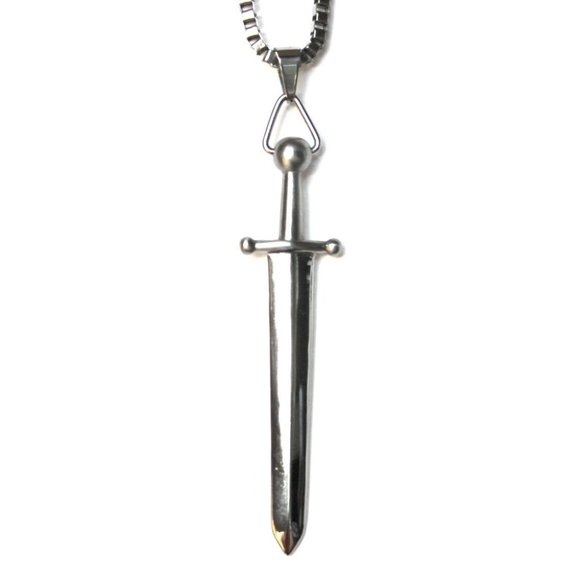 3" Stainless Steel Sword of the Lord Necklace -Shiny Blade Finish Spirit Warrior - Picture 5 of 8
